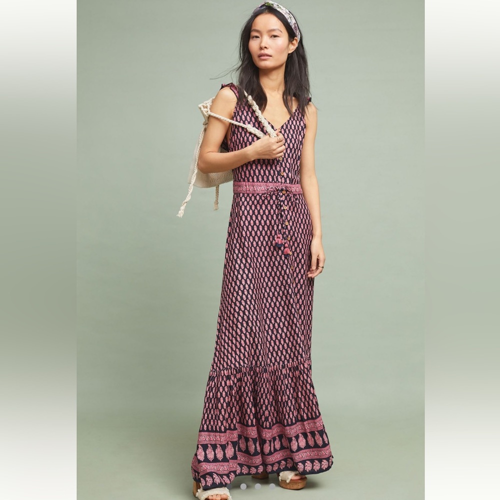 NWT Anthropologie | RAGA Avah Petite Ruffle Strap Maxi Dress, Size SP